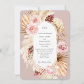 Invitation Pampas Grass Boho aquarelle Dusty Rose mariage (Devant)
