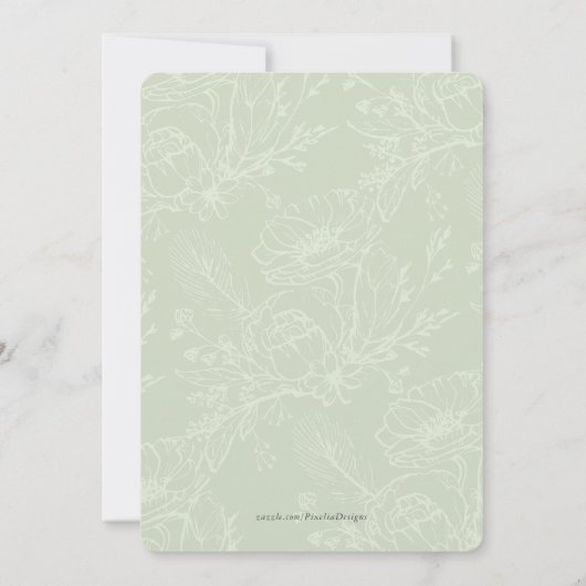 Invitation Pampas Grass Boho aquarelle Sage Vert (Dos)
