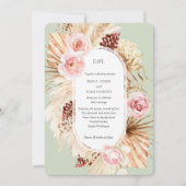 Invitation Pampas Grass Boho aquarelle Sage Vert (Devant)