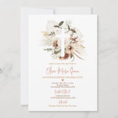 Invitation Pampas Grass Boho Automne Citrouille Baptême Chris (Devant)