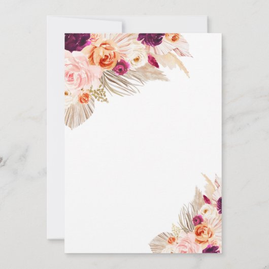 Invitation Pampas Grass Boho Automne Citrouille Baptême Chris (Dos)