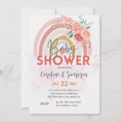 Invitation Pampas Grass Boho Baby shower rétro bohème (Devant)