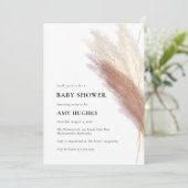 Invitation Pampas Grass Boho Blush Baby shower or rose (Debout devant)