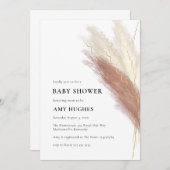 Invitation Pampas Grass Boho Blush Baby shower or rose (Devant / Derrière)