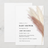 Invitation Pampas Grass Boho Blush Pink Gold Baby shower Invi (Devant / Derrière)