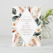 Invitation Pampas Grass Boho Bohemian Eucalyptus Mariage Invi (Debout devant)