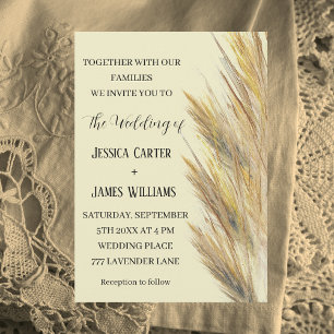 Invitation Pampas Grass Boho Bohemian Grass Simple Mariage