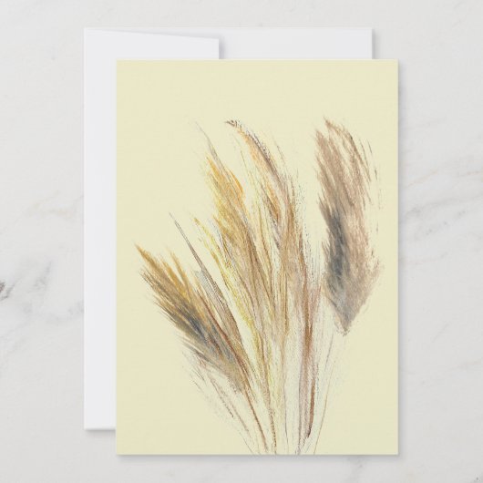 Invitation Pampas Grass Boho Bohemian Grass Simple Mariage (Dos)