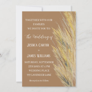 Invitation Pampas Grass Boho Bohemian Grass Simple Mariage