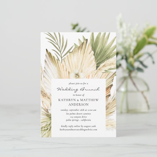 Invitation Pampas Grass Boho Bouquet Post Mariage Brunch (Debout devant)