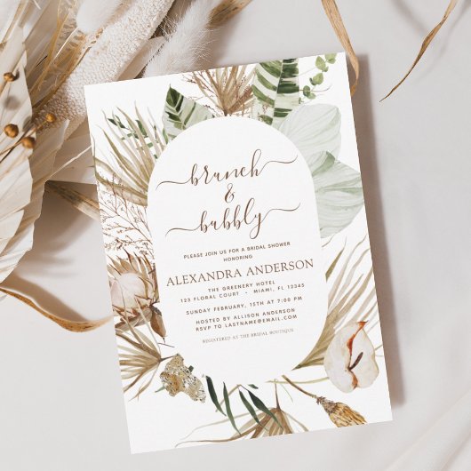Invitation Pampas Grass Boho Brunch & Bubbly Fête des mariées