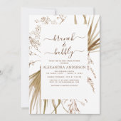 Invitation Pampas Grass Boho Brunch & Fête des mariées Bubbly (Devant)