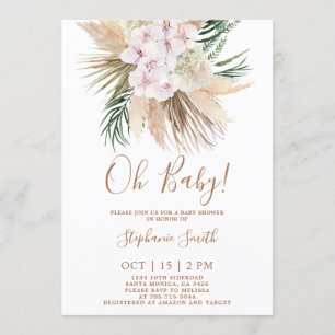 Invitation Pampas Grass Boho Chic Baby shower