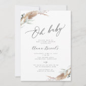 Invitation Pampas Grass Boho Chic baby shower (Devant)