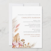 Invitation Pampas Grass Boho Chic Floral Graduation (Devant)