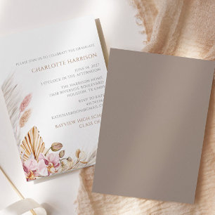 Invitation Pampas Grass Boho Chic Floral Graduation