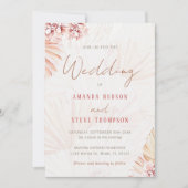 Invitation Pampas Grass Boho Floral Bohemian Mariage tendance (Devant)