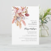 Invitation Pampas Grass Boho Floral Girl Baby shower (Debout devant)