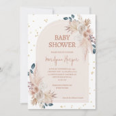 Invitation Pampas Grass Boho Girl Baby shower (Devant)