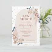 Invitation Pampas Grass Boho Girl Baby shower (Debout devant)