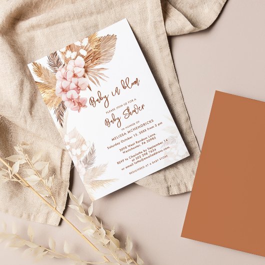 Invitation Pampas Grass Boho Girl Baby shower
