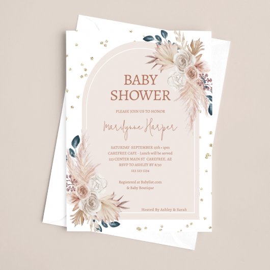 Invitation Pampas Grass Boho Girl Baby shower