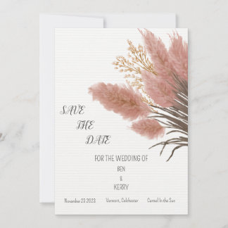 Invitation Pampas Grass Boho Mariage Enregistrer La Date Invi