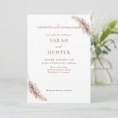 Invitation Pampas Grass Boho Photo QR Code Mariage (Debout devant)