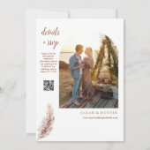 Invitation Pampas Grass Boho Photo QR Code Mariage (Dos)