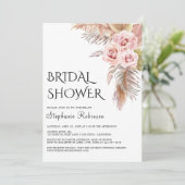Invitation Pampas Grass Boho Rose Fête des mariées Florale (Debout devant)