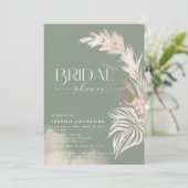 Invitation Pampas Grass Boho Sage Green Photo Fête des mariée (Debout devant)
