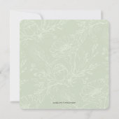 Invitation Pampas Grass Boho Sage Vert Floral Carré Mariage (Dos)