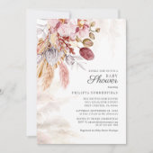 Invitation Pampas Grass Boho séché Fleurs Baby shower fille (Devant)
