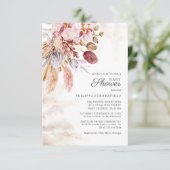 Invitation Pampas Grass Boho séché Fleurs Baby shower fille (Debout devant)