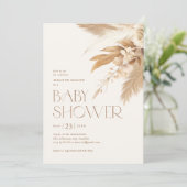 Invitation Pampas Grass Boho Sexe Baby shower neutre (Debout devant)