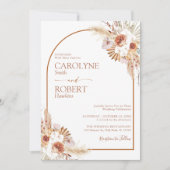 Invitation Pampas Grass Boho Terracotta Tout En Un Mariage (Devant)