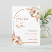 Invitation Pampas Grass Boho Terracotta Tout En Un Mariage (Debout devant)