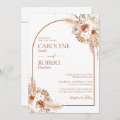 Invitation Pampas Grass Boho Terracotta Tout En Un Mariage (Devant / Derrière)