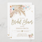 Invitation Pampas Grass Boho Tropical Rustic Fête des mariées (Devant / Derrière)