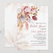 Invitation Pampas Grass Botanique Tan Fête des mariées (Devant / Derrière)