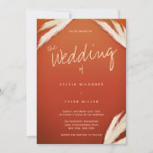 Invitation Pampas Grass brûlé Mariage orange (Devant)