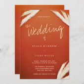 Invitation Pampas Grass brûlé Mariage orange (Devant / Derrière)