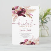 Invitation Pampas Grass burgundy douche nuptiale (Debout devant)