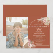 Invitation Pampas Grass Celebration of Life Funeral Photo Inv (Devant / Derrière)