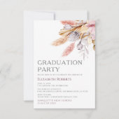 Invitation Pampas Grass Chic Boho Floral Graduation Party (Devant)