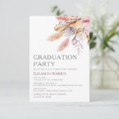 Invitation Pampas Grass Chic Boho Floral Graduation Party (Debout devant)