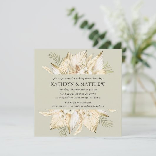 Invitation Pampas Grass Desert Boho Couple Wedding shower de (Debout devant)
