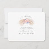 Invitation Pampas Grass Dusty Blue Bridesmaid Proposition (Devant)