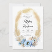 Invitation Pampas Grass Dusty Blue Floral (Devant)