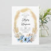 Invitation Pampas Grass Dusty Blue Floral (Debout devant)